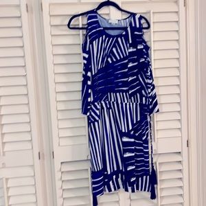 CALVIN KLEIN electric blue and white drawstring dress! GENTLE worn one time!